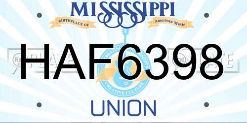 HAF6398 Mississippi License Plate