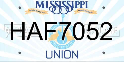 HAF7052 Mississippi License Plate