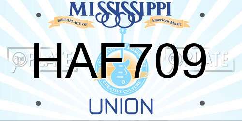 HAF709 Mississippi License Plate