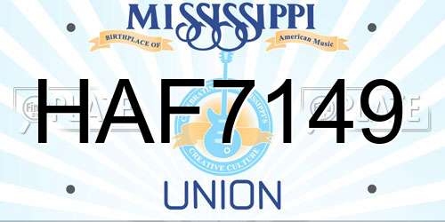 HAF7149 Mississippi License Plate