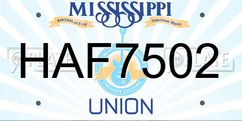 HAF7502 Mississippi License Plate