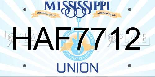 HAF7712 Mississippi License Plate