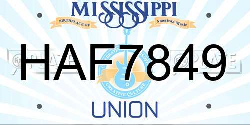 HAF7849 Mississippi License Plate