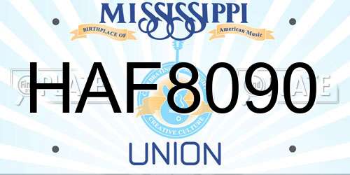 HAF8090 Mississippi License Plate
