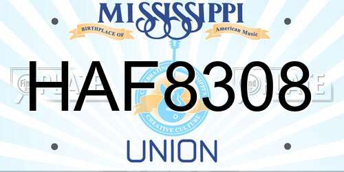 HAF8308 Mississippi License Plate