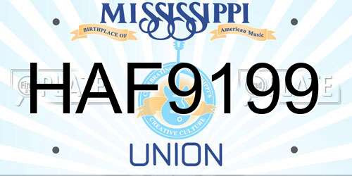 HAF9199 Mississippi License Plate