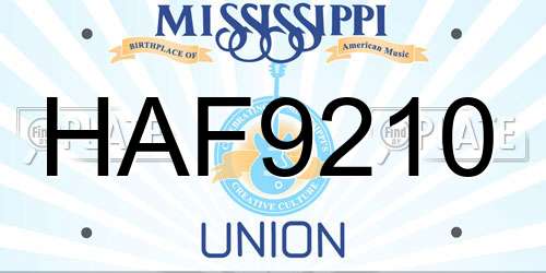 HAF9210 Mississippi License Plate