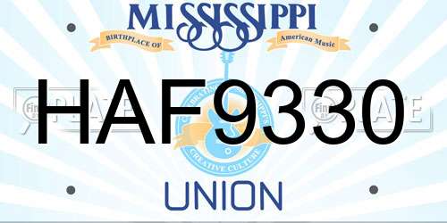 HAF9330 Mississippi License Plate