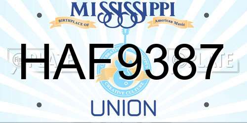 HAF9387 Mississippi License Plate