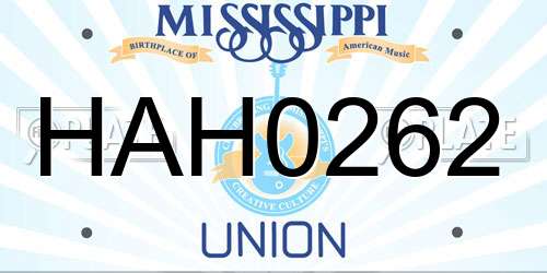 HAH0262 Mississippi License Plate