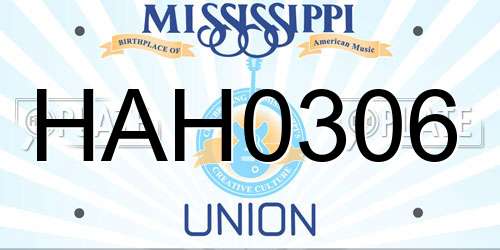 HAH0306 Mississippi License Plate