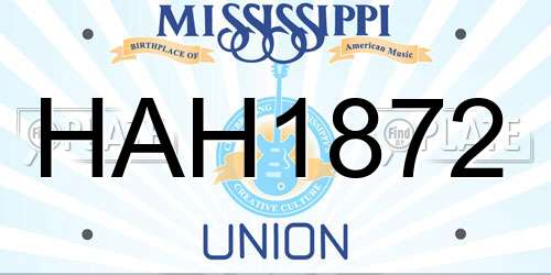 HAH1872 Mississippi License Plate