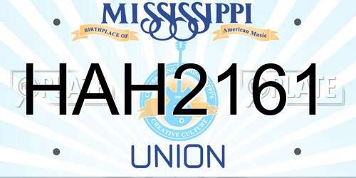 HAH2161 Mississippi License Plate