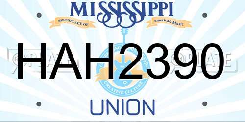 HAH2390 Mississippi License Plate