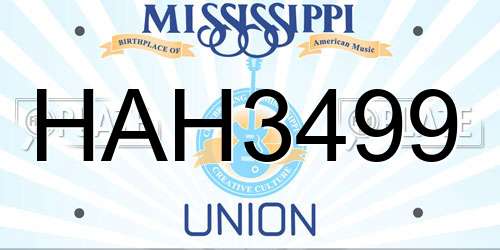 HAH3499 Mississippi License Plate