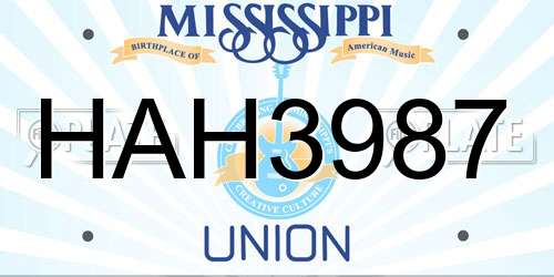 HAH3987 Mississippi License Plate