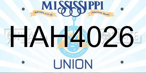 HAH4026 Mississippi License Plate