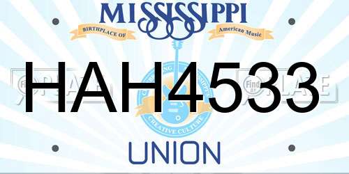 HAH4533 Mississippi License Plate
