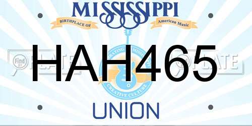 HAH465 Mississippi License Plate