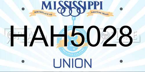 HAH5028 Mississippi License Plate