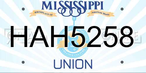 HAH5258 Mississippi License Plate