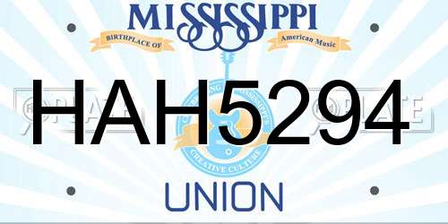 HAH5294 Mississippi License Plate