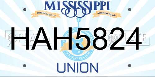 HAH5824 Mississippi License Plate