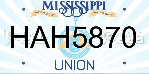 HAH5870 Mississippi License Plate