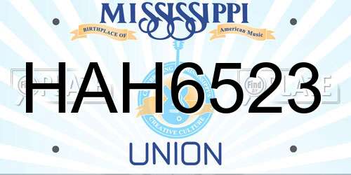 HAH6523 Mississippi License Plate
