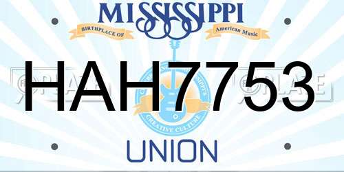 HAH7753 Mississippi License Plate
