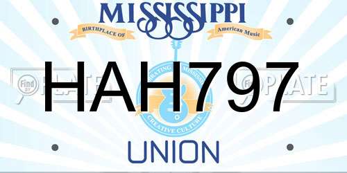 HAH797 Mississippi License Plate