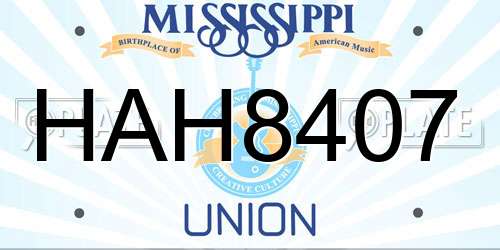 HAH8407 Mississippi License Plate