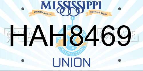 HAH8469 Mississippi License Plate