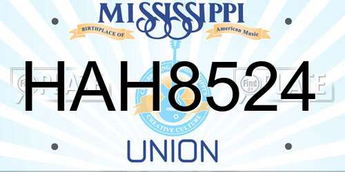 HAH8524 Mississippi License Plate