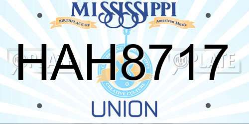 HAH8717 Mississippi License Plate