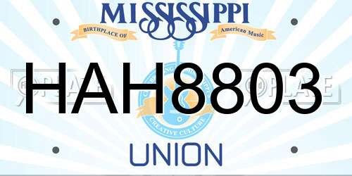 HAH8803 Mississippi License Plate