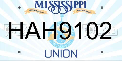 HAH9102 Mississippi License Plate