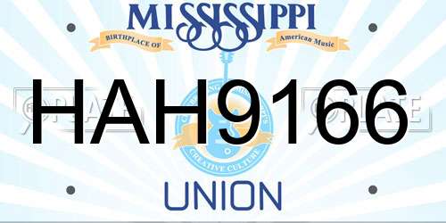 HAH9166 Mississippi License Plate