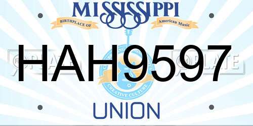 HAH9597 Mississippi License Plate