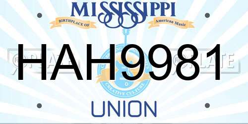 HAH9981 Mississippi License Plate