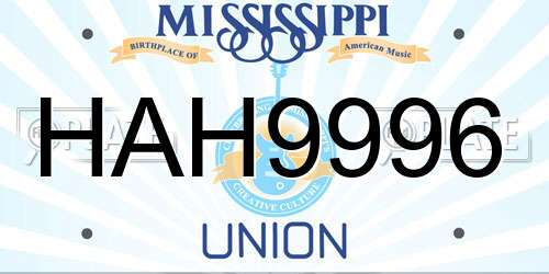 HAH9996 Mississippi License Plate