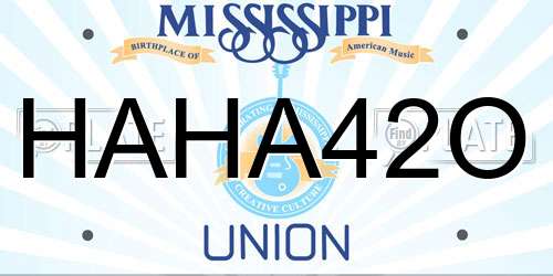 HAHA42O Mississippi License Plate