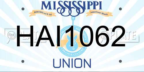 HAI1062 Mississippi License Plate