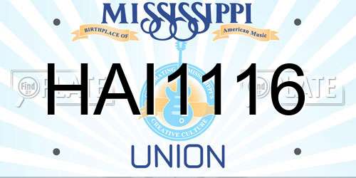 HAI1116 Mississippi License Plate