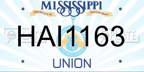 HAI1163 Mississippi License Plate
