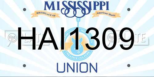 HAI1309 Mississippi License Plate