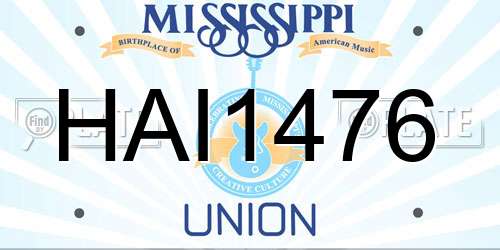 HAI1476 Mississippi License Plate