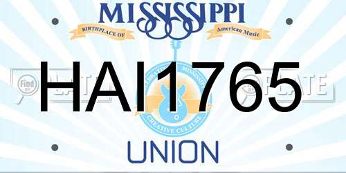 HAI1765 Mississippi License Plate