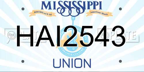 HAI2543 Mississippi License Plate