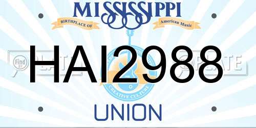 HAI2988 Mississippi License Plate